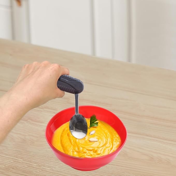 Adaptive Utensils Spoons Forks Set,Open Handle Design Provides Several Positions for Arthritis, Disabled People, Elderly (1 Set)