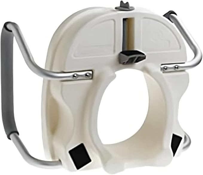 Carex E-Z Lock Toilet Seat and Safety Frame Combo Pack, 5-Inch Height Lift Seat Riser for Elderly and Handicap, Commode Chair For Elderly - Fits and Locks to Round or Elongated Toilets