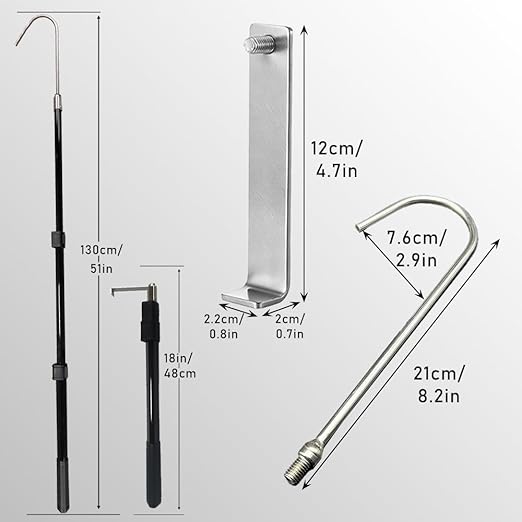 VOVCIG Bed Buddy Truck Tool, 18.9-51.2 Inch Truck Cargo Bed Reacher Grabber Pickup Tool with Two Hooks, Adjustable Sturdy Telescoping Pole Tool