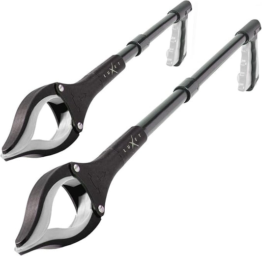 Grabber Reacher Tool - 2 Pack - Updated Version Long 19/32 Inch Foldable Pick Up Stick - Strong Grip Magnetic Tip Lightweight Trash Picker Claw Reacher Grabber Tool for Elderly Reaching, Luxet (Gray)