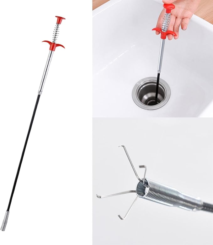Flexible Grabber Claw Reacher Tool, Extendable Drain Clog Remove Tool With 4 Claws Bendable Hose Pickup Reaching Assist Tool for Litter Pick Home Sink Drains Toilet(SIZE:0.57m)