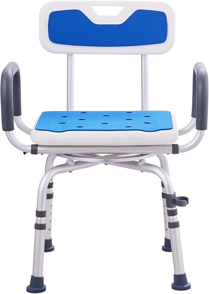 VEVOR Swivel Shower Chair 360 Degree, Adjustable Shower Seat with Armrests and Backrest for Inside Shower or Bathtub, Non-Slip Rotating Bathtub Chair Seat for Elderly Disabled Injured, 400lbs Capacity