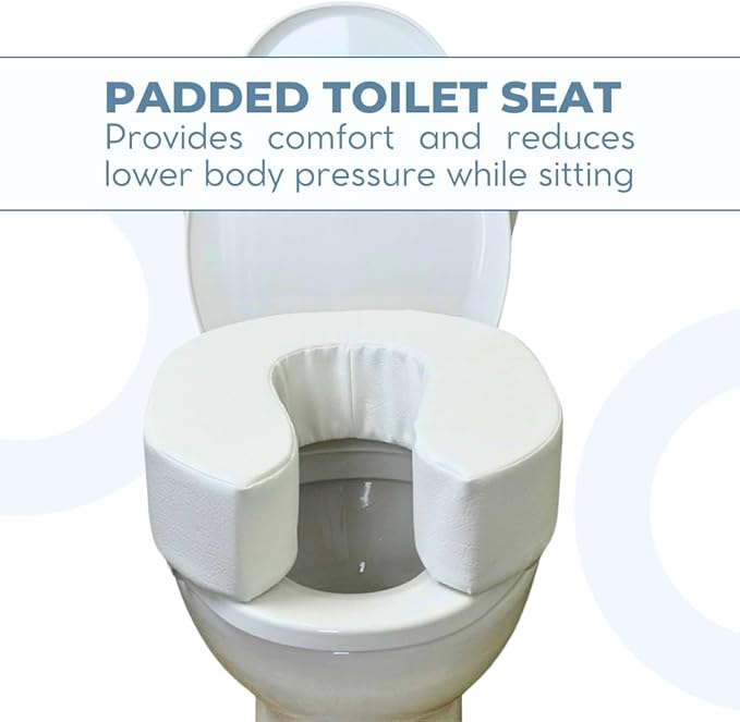Blue Jay An Elite Healthcare Brand Elevate ME Softly Elevate Foam Toilet Seat Designed | 4 inch Seat Lifter Comfortable Sitting for Elderly Personal Care with Adjustable Hook and Look Closure
