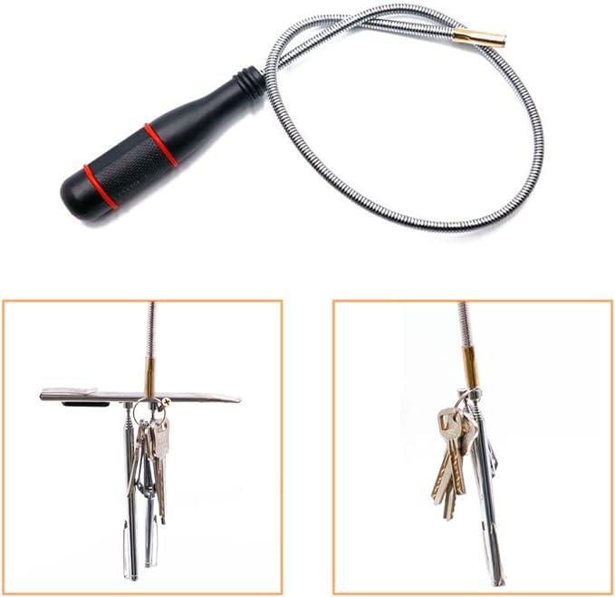 4 Pack Telescoping Magnet Pick-up Tool Set - Retrieving Pickup Tools，Extendable Pick Up Tools，Bendable Spring Magnet Stick，Flexible Extra Long Reach Bendable Curve Grabber with 4 Claws