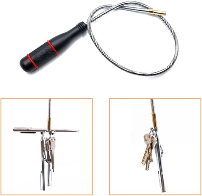 3 Pack Telescoping Magnet Pick-up Tool Set - Retrieving Telescoping Magnet Pickup Tools, Bendable Spring Magnet Stick, Flexible Extra Long Reach Bendable Curve Grabber