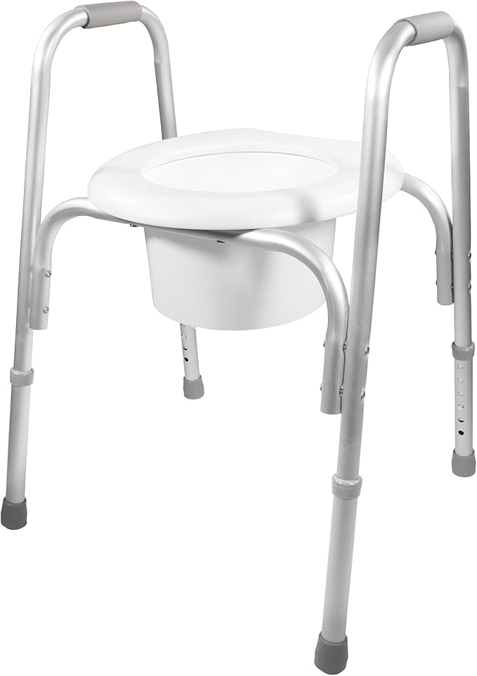 PCP Raised Toilet Seat and Safety Frame, Pre-Assembled Tool Free, Secure Adjustable Height, Made in USA, Regular