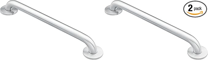 Moen Home Care Bathroom Safety 36 Inch Stainless Steel Handicap Grab Bar for Bathtub and Shower, Elderly Assistance Product with Concealed Screws, 8736 (Pack of 2)