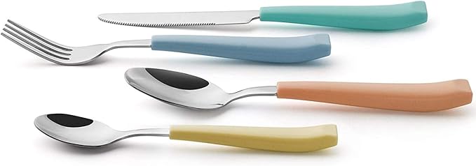 ANNOVA Silverware Set Stainless Steel Colorful Handle Tableware Kitchen Flatware Set Utensils, Includes Dinner Knives, Forks, Spoons, Salad Forks & Dessert Spoons (Mix, 24 Pieces)