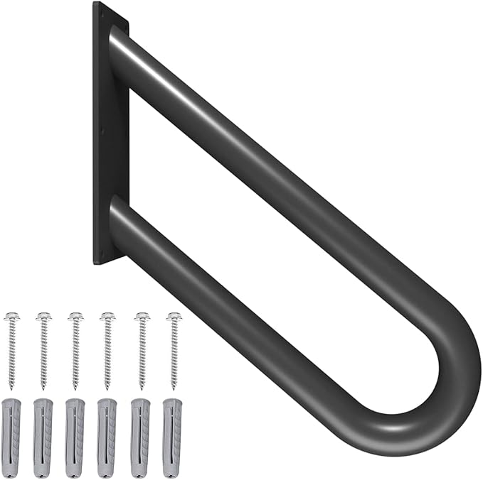 Hand Rails for Outdoor Steps,Hand Rails for Elderly, Porch Railing & Deck Hand Rail Wall Mount Stair Hand Grab Bars, U-Shape Safety Handle for Garage, Porch, Garden (Angled Handrails-16inch)