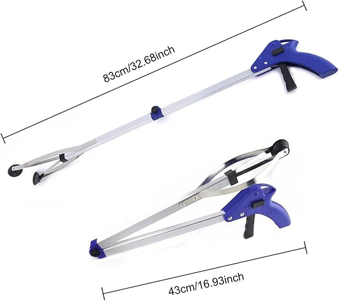 Foldable Reacher Grabber, 32 INCH Aluminium Alloy Long Arm Folding Helping Hand Trash Litter Picker Suction Cup Grabber Reach Pick-Up Tool Mobility Grip Hand Aid (1#)