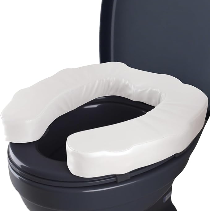 Toilet Seat Riser for Elderly, 2 Inches Elevated Toilet Seat Cushion for Seniors, Universal Fit – Raised Toilet Seat Pad, High-Density Foam, Fits Standard & Elongated Toilets, Waterproof Cover