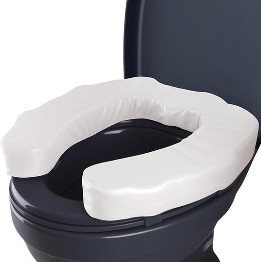 Toilet Seat Riser for Elderly, 2 Inches Elevated Toilet Seat Cushion for Seniors, Universal Fit – Raised Toilet Seat Pad, High-Density Foam, Fits Standard & Elongated Toilets, Waterproof Cover