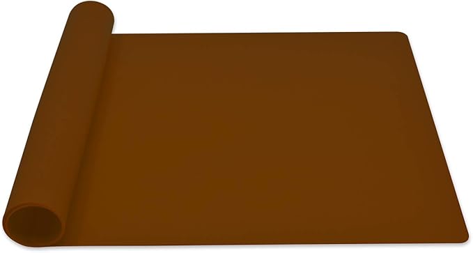 Silicone Placemats, Food-Grade Non-Slip Waterproof, Dining, Stain Resistant, Countertop Protector, Kitchen Counter Mat, Heat Resistant, Baking mat Dishwasher Safe (23.6"×15.7"-1pack, Coffee)