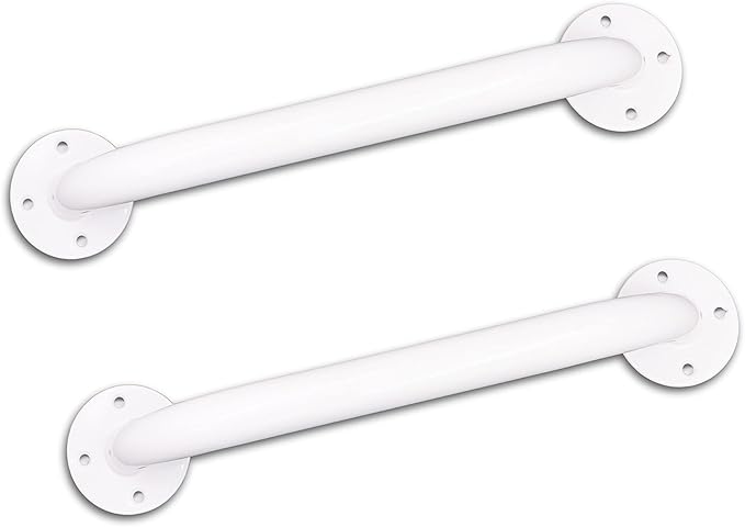 PEPE Mobility Grab Bars for Bathtubs and Showers 12 Inch (x2 Units) Shower Handle Toilet Handicap Elderly Senior Assist Bathroom Saft Handle Epoxy Steel, White