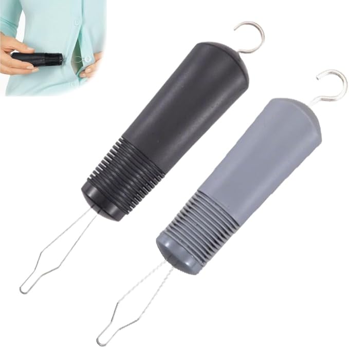 Button Hook for Seniors, Zipper Puller Helper Tool, One Handed Adaptive Equipment, Dressing Stick for Elderly, One Hand Buttons Aids Button Assist Device, with Comfort & Wide Grip(2pcs)