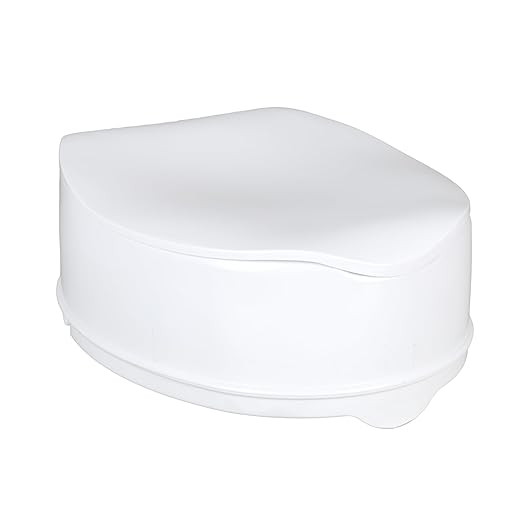 Homecraft Savanah Raised Toilet Seat with Lid, 6" Elevated Seat for Seniors, Universal Fit for Most Standard Toilets, Portable & Tool-Free, Seat Riser, Ergonomic Design, White
