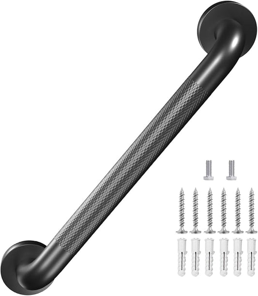 Metal Industrial Stairs Grab Wall Handrail Staircase Steps Indoor Exterior Outdoor Deck Hand Rail Safety Grab Bar Handle for Stairs Bars Wall Elderly Grab Frame Pipe (12 Inch 1 Pack Anti-Slip)