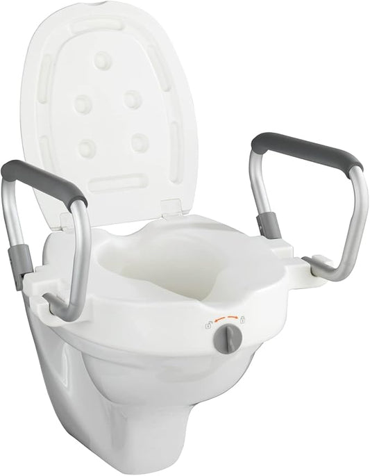 Wenko Raised Toilet seat with armrest Secura, White, 47.5 x 55 x 37.5 cm