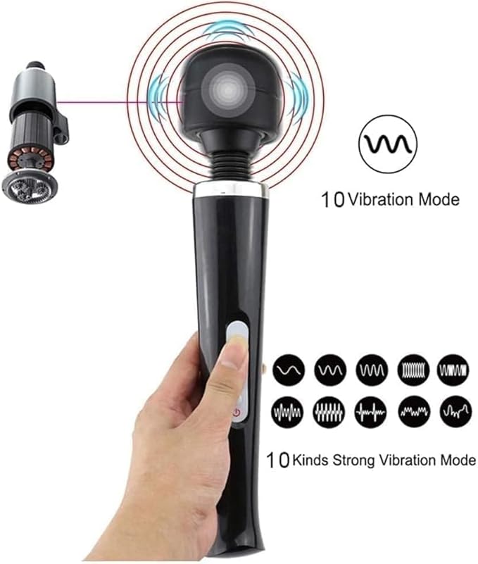 Massager Big Tool Deep Tissue Body Massager for Muscle Relief Back Neck Hand Foot Leg Arm Massage Powerful Handheld Tool for Women Muti Speeds (Black Big)