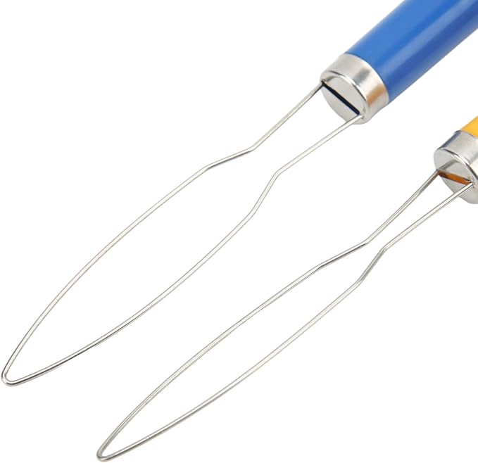 2Pcs Button Hook Tool, 6.8x0.6in Button Helper, Stainless Steel Easy Buttons Hook, Portable Buttons Assist Device Helper Tool with Plastic Handle for Sewing, Tailoring