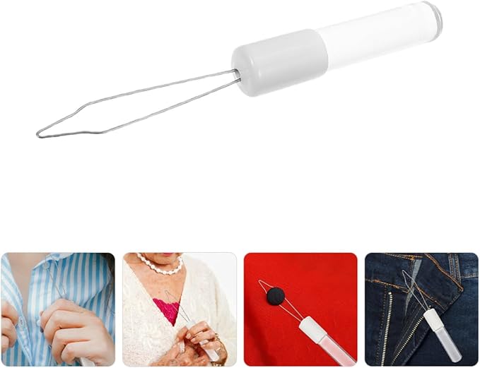 2pcs Button Assist Device and Zipper Puller Tool Acrylic Button Hook with Grip Handle for Seniors and Disabled Dressing Aid