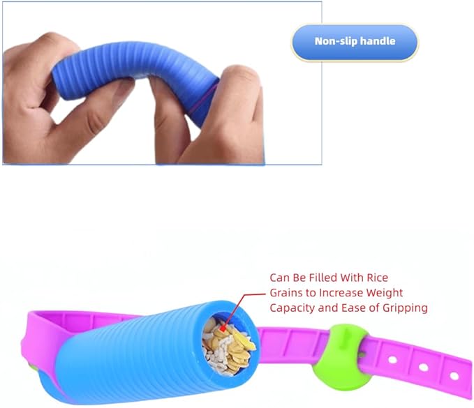 Bendable Adaptive Utensils Spoons Forks Set,Left and Right Handed, for Hand Tremors & Muscle Weakness,Arthritis,Stroke,Parkinson,360 Degree Rotation Weighted Rubber Strap,Eating & Drinking Aids