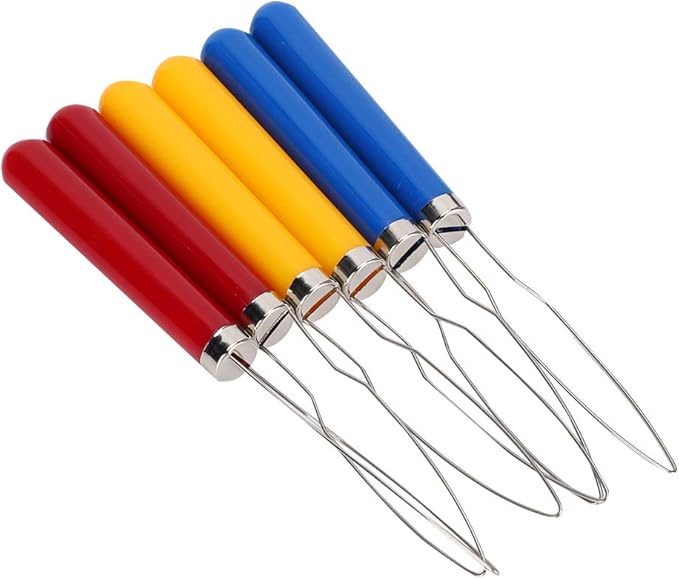 Zipper Pull Tool, 6PCs One-Hand Button Tool Zipper Button Puller for Sewing Embroidery Crafters with Wire Hook Easy Grip Handle