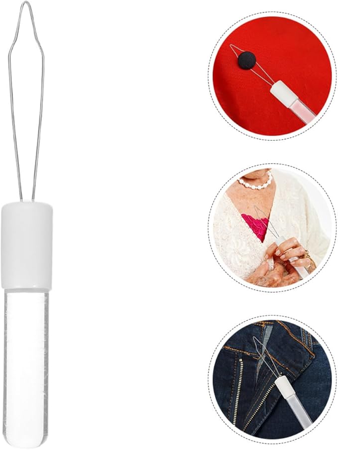 2pcs Button Assist Device and Zipper Puller Tool Acrylic Button Hook with Grip Handle for Seniors and Disabled Dressing Aid
