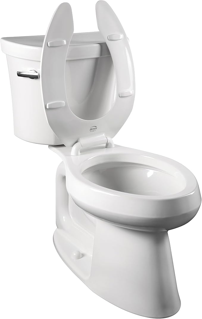 BEMIS 955CT Commercial Open Front Plastic Toilet Seat, Heavy Duty Industrial Seat without Lid, Secure Installation for Long Lasting Use, Made in USA, Round, White (Pack of 2)
