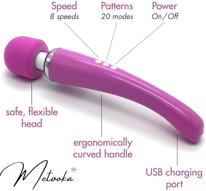 Therapeutic Cordless Massager - Powerful Massage Tool Handheld 8 Speeds 20 Patterns - Rechargeable Hand Massagers for Sore Muscles - Hand Held Massage Tool for Neck & Back