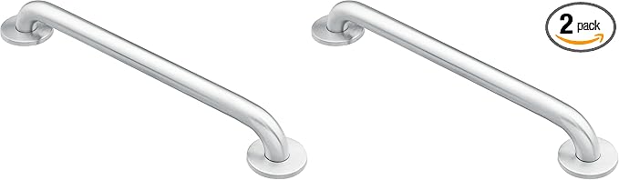 Moen Home Care Bathroom Safety 32 Inch Stainless Steel Handicap Grab Bar for Bathtub and Shower, Elderly Assistance Product with Concealed Screws, 8732 (Pack of 2)