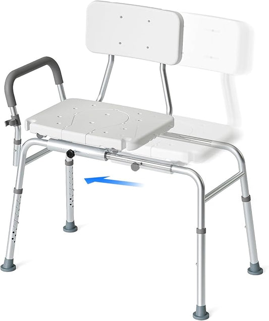 Loyoda Tub Transfer Bench and Sliding Bathtub Shower Chair for Inside Shower Chair for Elderly and Disabled,Adjustable Seat Height, Holds Weight up to 350 Lbs, Bath and Shower Safety, Transfer Bench