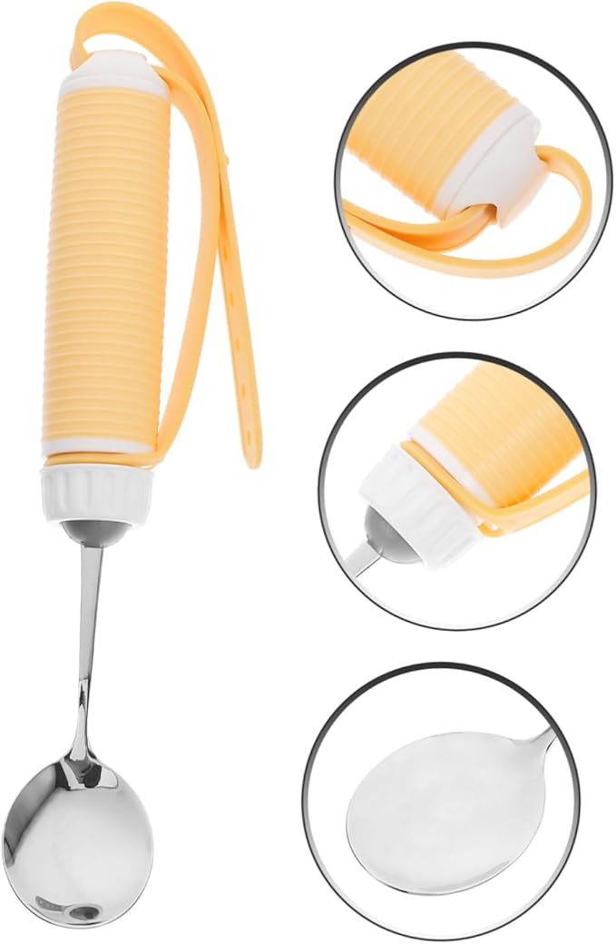 Anti-Shaking Spoon for Seniors Adaptive Non-Slip Utensil with Swivel Design Ergonomic Stainless Steel Fork for Weak Hands Adjustable Dining Aid
