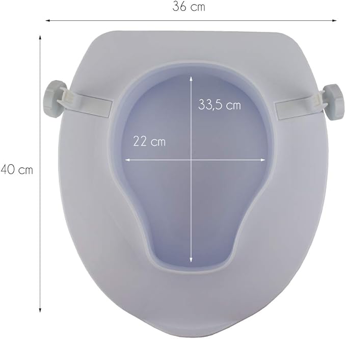 Mobiclinic®, Raised toilet seat, With toilet lid, 4 inches, Adaptable to oval toilets, Lateral fixation system, Elevated Toilet Seat for Adults, Spanish brand, model Titán, Color White