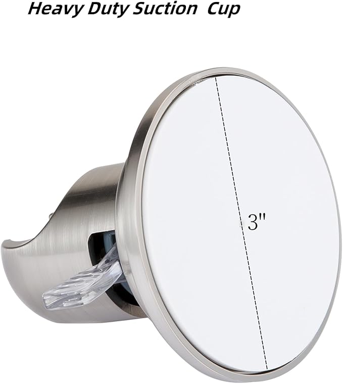 JiePai Suction Cup Shower Head Holder, Adhesive Suction Handheld Shower Head Holder Bracket,Removable Wall Mount Head Holder for Bathroom,Brushed Nickel