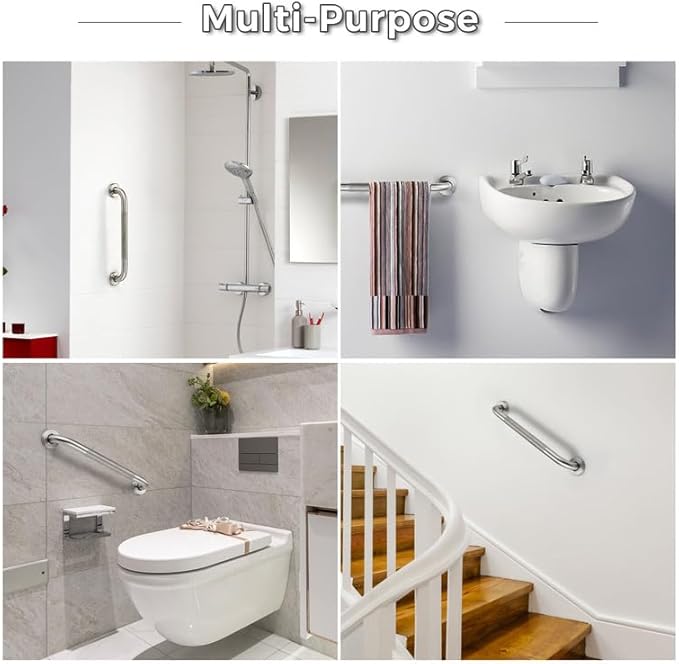 Grab Bars for Shower, 2 Pack 16-Inch Anti Slip Shower Handles for Elderly, Safety Shower Grab Bar, Stainless Steel Handicap Grab Bars for Bathroom,Toilet (Brushed Nickel, 1" Diameter)