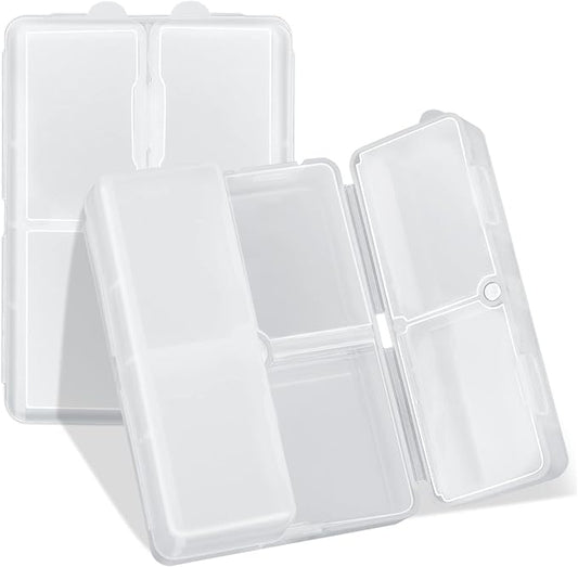 FYY Daily Pill Organizer/ Case, 7 Compartments Portable, [Folding Design] Large Travel Pill Box for Purse Pocket to Hold Vitamins,Cod Liver Oil,Supplements and Medication-Clear