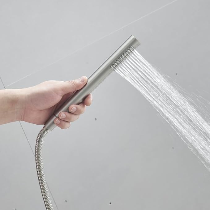 Hand Shower Round Wand Handheld Shower Spray High Pressure Single Function Luxury Hand Showerhead Brushed Nickel