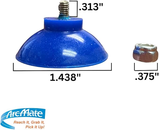 ArcMate EZ Reacher Replacement Gripper Cups - Food Safe Indoor Reacher Grabber Tips Part for Repair - Heat Resistant Silicone Cups with Locknuts, Blue, 2 Pairs (4 Cups)