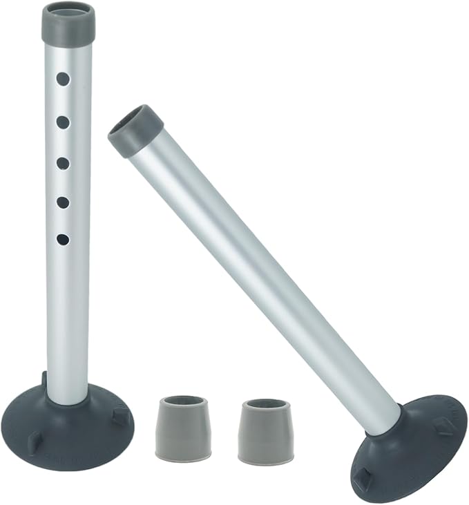 Universal Foot Tube and Suction Cup Tips for Toilet Safety Rail, Shower Chair, and Bath Bench - 5 Adjustable Heights, Replacement Suction Cup Tips and Aluminum Tubes, Easy Install, 2 Pack