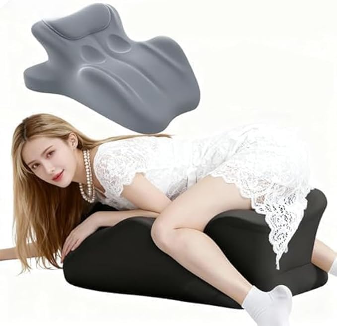 MOLERFO Ergonomic 27° Memory Foam Wedge Pillow for Back and Shoulder Support, Reduces Arm Pressure, Comfortable Support Cushion for Lounging, Reading, Watching TV, and Relaxation (Black) (Grey)