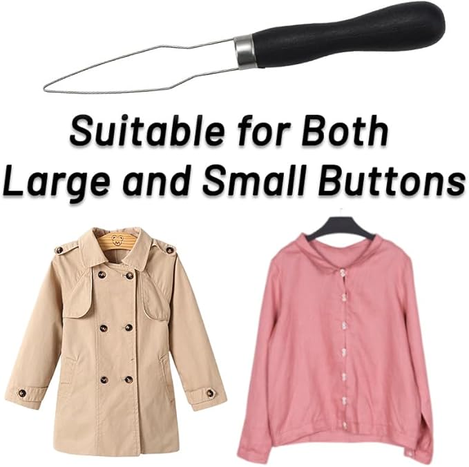 2 Pack Easy Button Hook - Button Assist Device Helper Tool - Stainless Steel Button Fastener Tool for Easy Button - One Hand Dressing Aids (2 Pack)