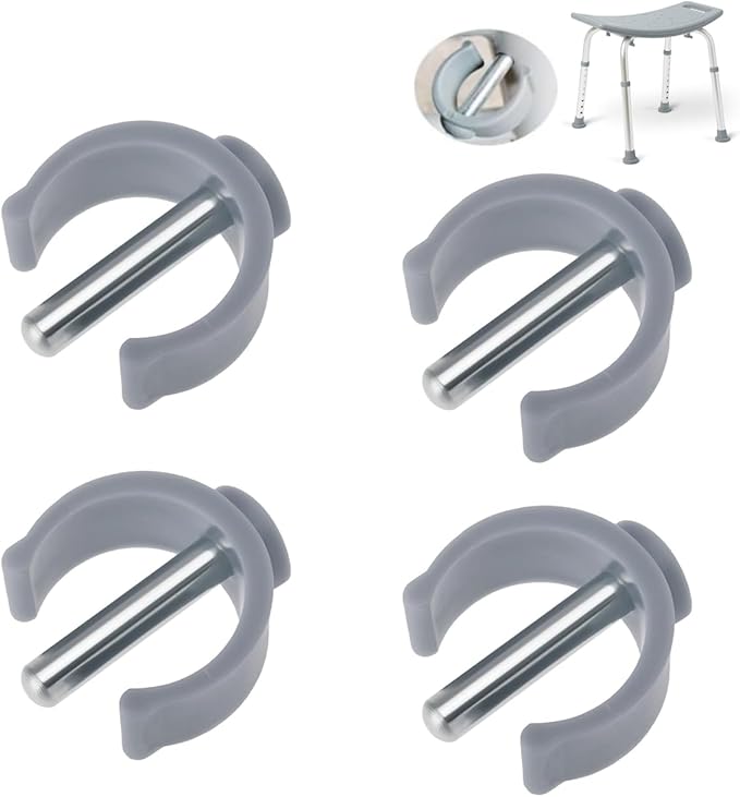 4 Pack Folding Walker C Type Clips Replacement for Toilet Safety Rails - Tube Pin Lock Brackets Parts for Rolling Walker, Adjustable Toilet Frame, Raised Toilet Seat with Handles (Fits 1'' OD Pipe)