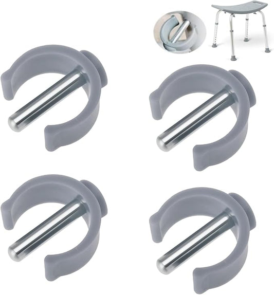 4 Pack Folding Walker C Type Clips Replacement for Toilet Safety Rails - Tube Pin Lock Brackets Parts for Rolling Walker, Adjustable Toilet Frame, Raised Toilet Seat with Handles (Fits 1'' OD Pipe)