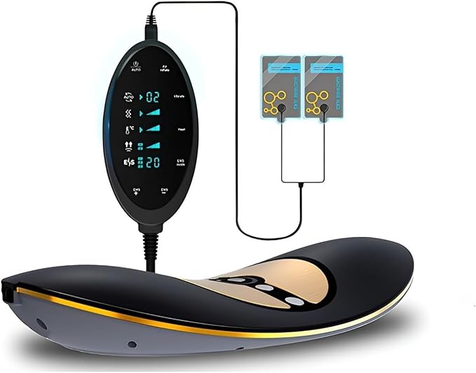 Upgraded Lumbar Massager - 26° Oscillating Traction for Lower Back Pain Relief, Heating & Vibrating Functions Included, Adjustable Back Stretcher for Home & Office Use