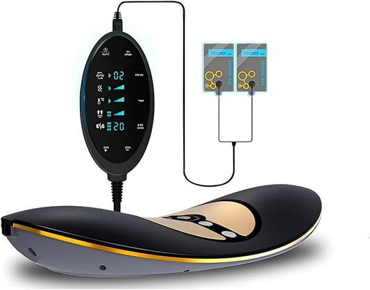 Upgraded Lumbar Massager - 26° Oscillating Traction for Lower Back Pain Relief, Heating & Vibrating Functions Included, Adjustable Back Stretcher for Home & Office Use