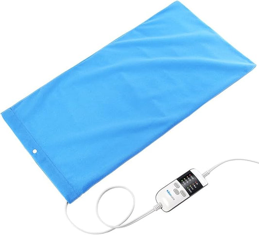 Boncare® Vinyl Large Heating Pad 3 Timers and Stay on for Back Pain Relief and Cramps, 4 Temperature Settings Hot Electric Heat Pad with Washable Cover Blue (12"x 24")