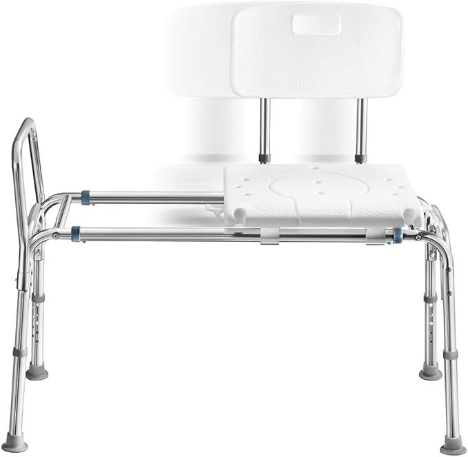 Tub Transfer Bench Sliding Shower Bench for Bathtub Shower Chair for Inside Shower Shower Chair for Elderly and Disabled Adjustable Height Shower Bench Holds Weight Up to 400 Lbs FSA/HSA Eligible