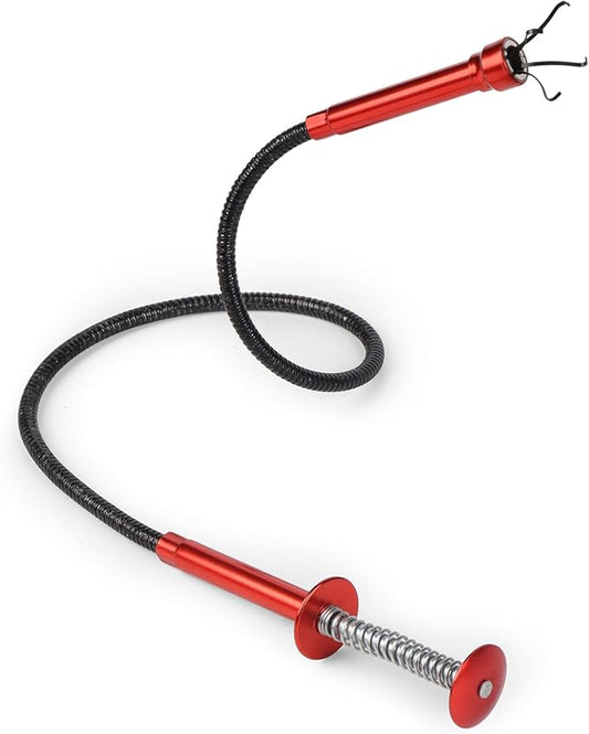 24" Magnetic Pickup Tool with 4-Claw Grabber, Flexible Retrieval Tool, Bendable Hose Reacher Pickup Sweeper, Flexible Long Handy Reaching Assist Tool for Litter Pick Home Sink Drain Grabber