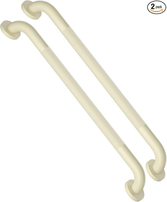 24 Inch Anti Slip Shower Grab Bar Handle Beige White, ZUEXT Stainless Steel Bathroom Grab Bar, Knurled Bathroom Balance Bar, Safety Hand Rail Support,Handicap Elderly Injury Senior Assist Bath Handle